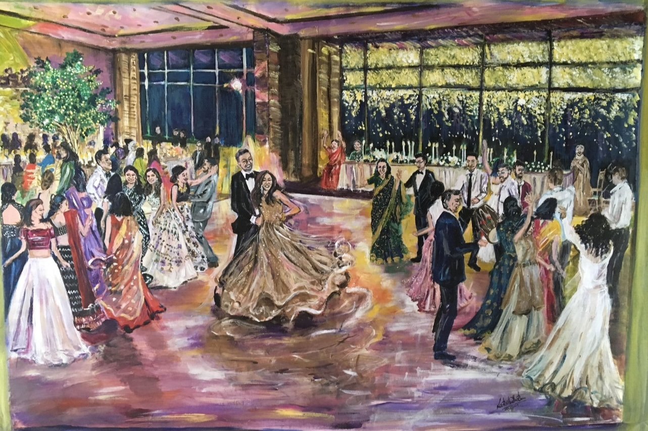 Live Wedding Painting of Dance at The Nizuc , Cancun , Mexico